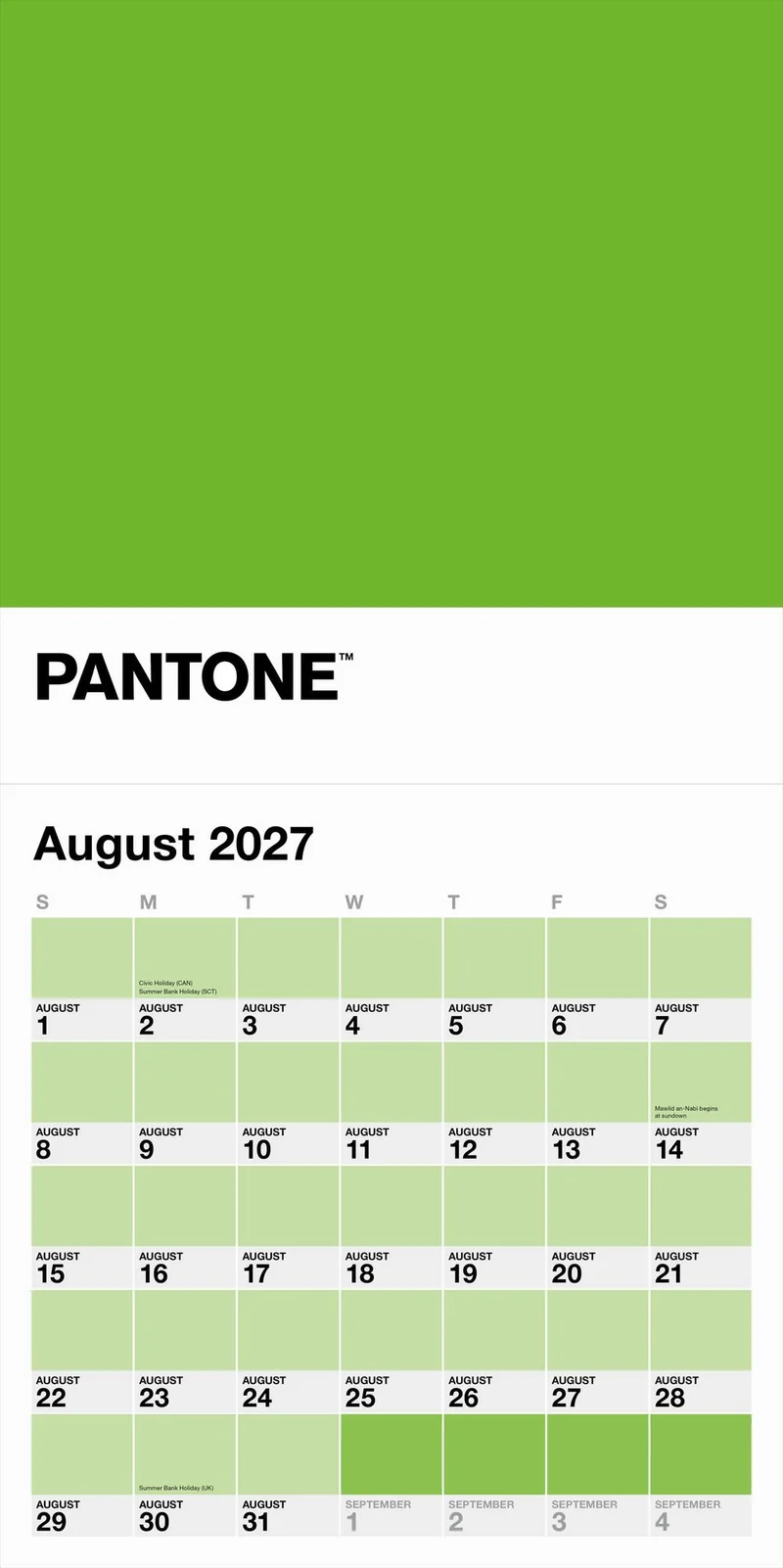 Pantone Wall Calendar 2027