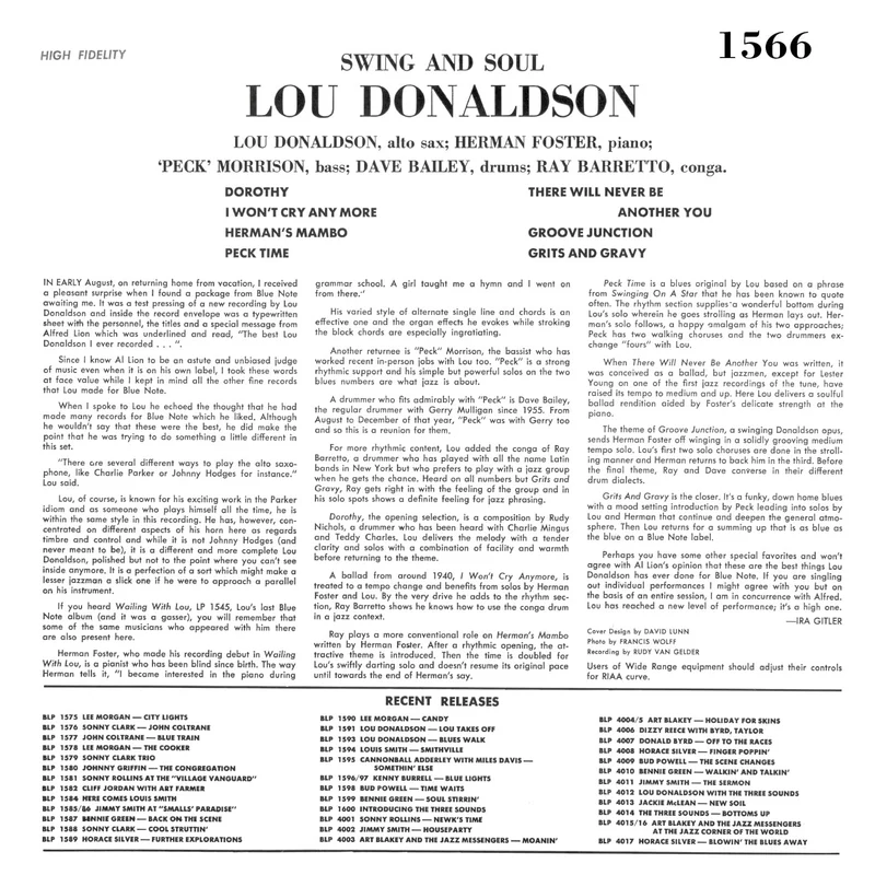 Lou Donaldson Quintet | Swing And Soul