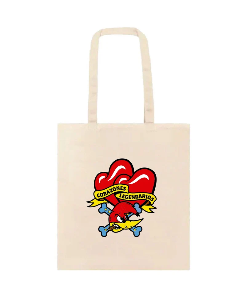 Loquillo - Tote Bag "Corazones Legendarios" Blanco