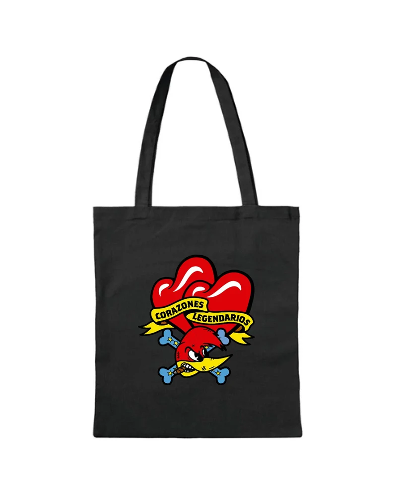 Loquillo - Tote Bag "Corazones Legendarios" Negra