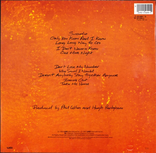 Phil Collins ‎| No Jacket Required LP