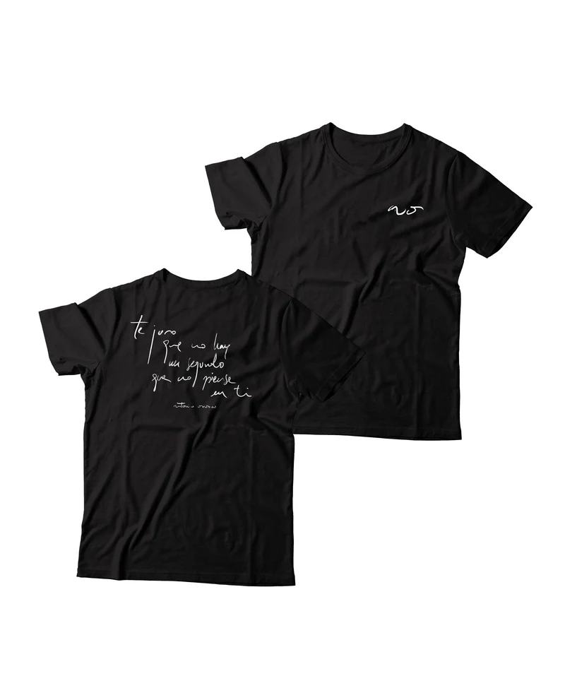 Antonio Orozco - Camiseta "Te juro que no hay segundo que no piense en ti - Manuscrito" - Negra
