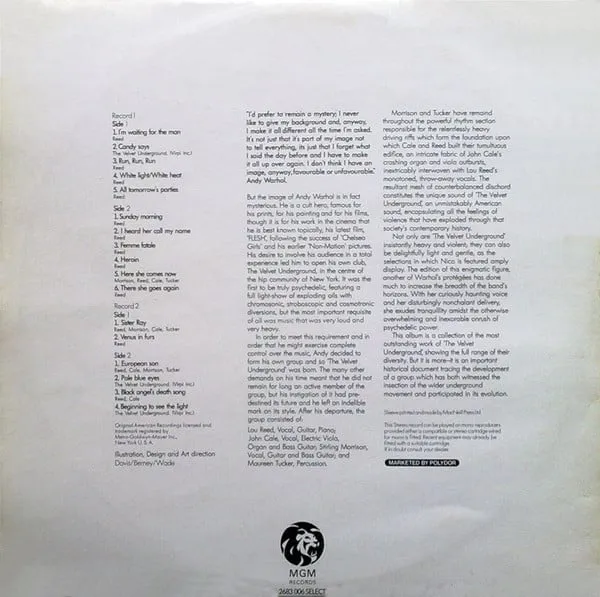 The Velvet Underground ‎| Andy Warhol's Velvet Underground Featuring Nico