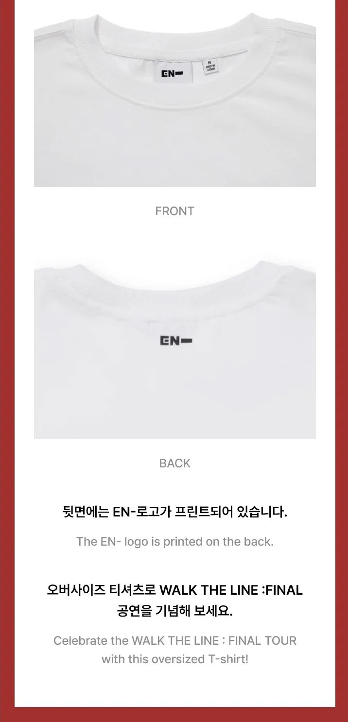 ENHYPEN - T-SHIRTS & HOODIE (WALK THE LINE : FINAL WORLD TOUR OFFICIAL MD)