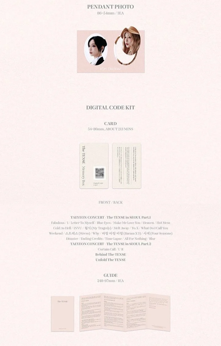 TAEYEON - CONCERT THE TENSE MEMORY BOX