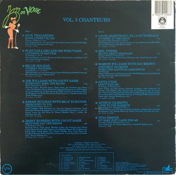 Varios | Jazz En Verve Vol. 3 - Chanteurs