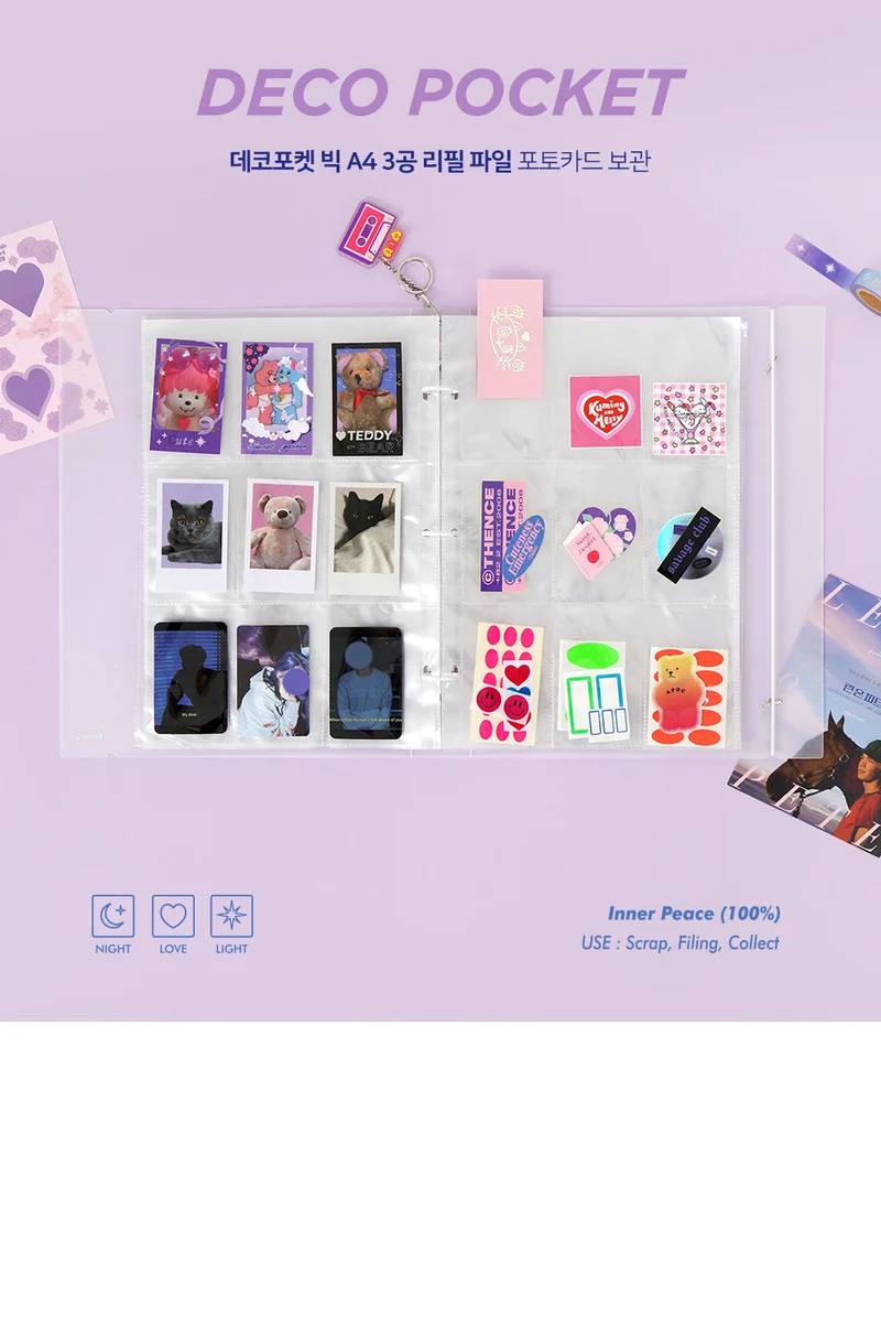Be On :D Refill for BIG A4 Deco Pocket 3 Hole File (Single Side Photo Card)