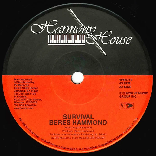 7" Beres Hammond ‎– Call To Duty / Survival