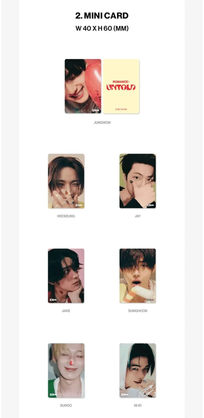 ENHYPEN - LENTICULAR MINI CARD (ROMANCE : UNTOLD OFFICIAL MD)
