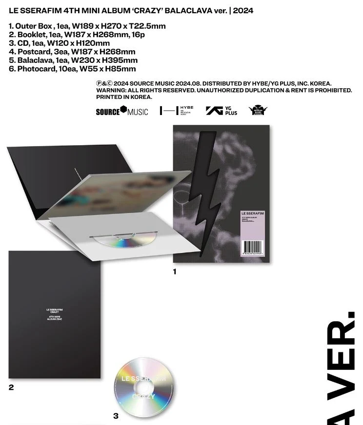 LE SSERAFIM - CRAZY (4TH MINI ALBUM) BALACLAVA VER.