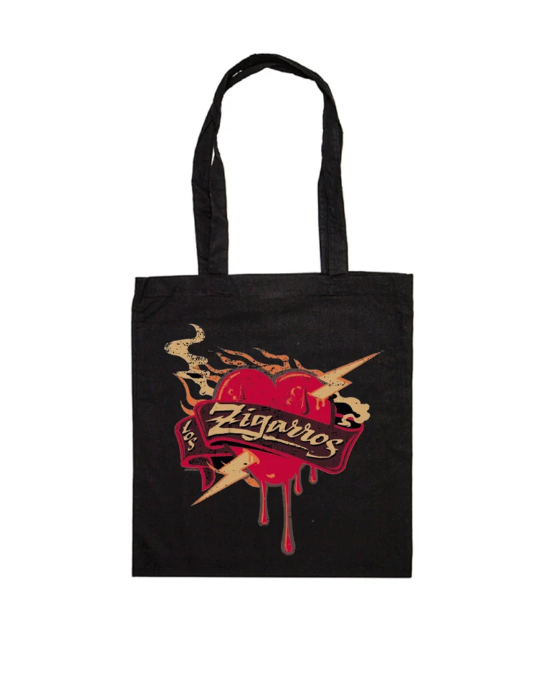 Los Zigarros - Bolsa Tela "Corazón" Negra