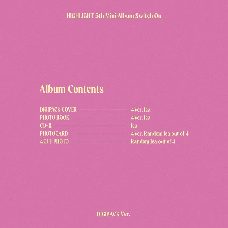 HIGHLIGHT - SWITCH ON (THE 5TH MINI ALBUM) DIGIPACK VER.