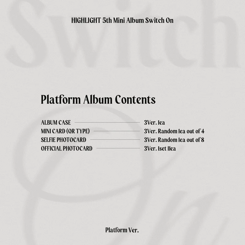 HIGHLIGHT - SWITCH ON (THE 5TH MINI ALBUM) PLATFORM VER.