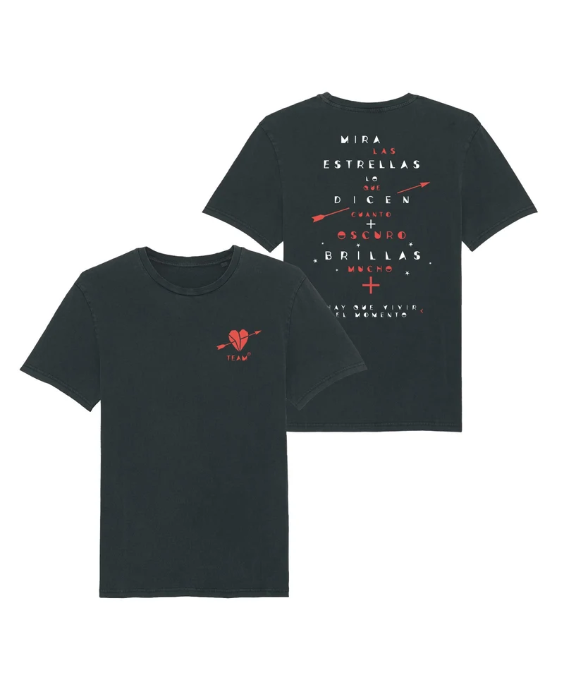 Manuel Carrasco - Camiseta "Hay que vivir el momento I - Corazón y Flecha" Unisex Negro Vintage