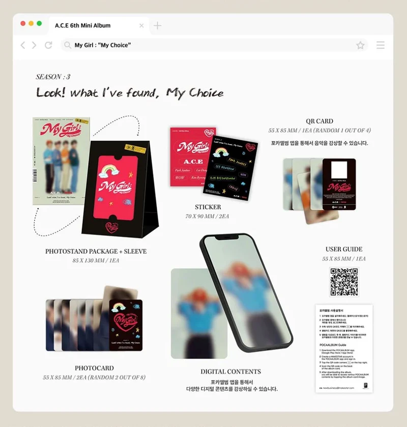 A.C.E - MY GIRL : “MY CHOICE” (6TH MINI ALBUM) POCA ALBUM