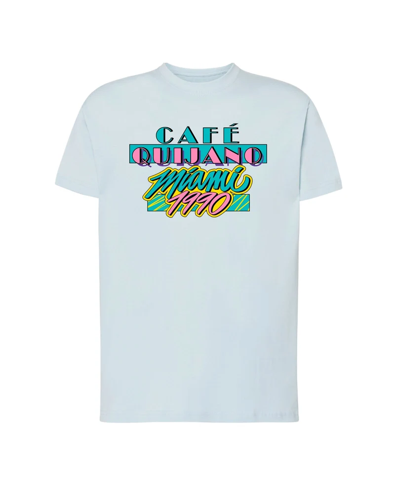 Café Quijano - Camiseta "Miami 1990" Unisex Azul