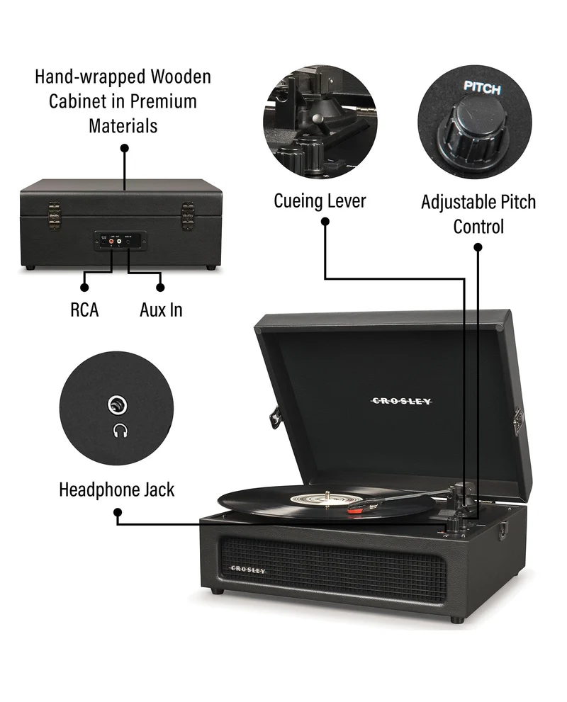 Crosley - Tocadiscos Crosley Voyager Bluetooth Doble - Salvia