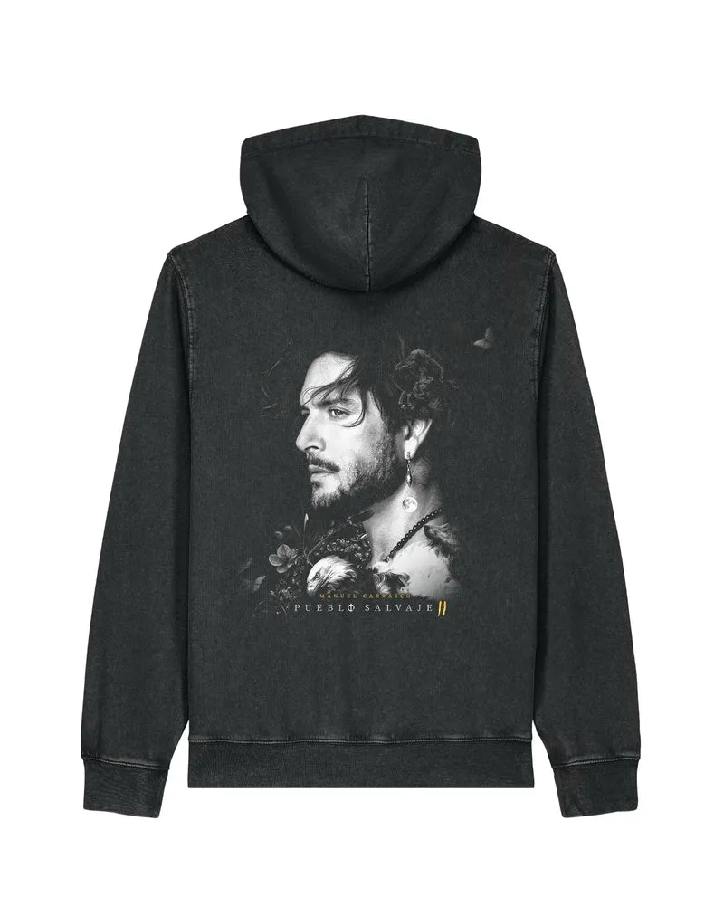 Manuel Carrasco - Sudadera Capucha Unisex "Pueblo Salvaje" Black Rock Vintage