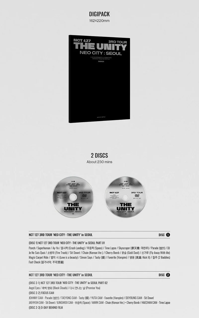 NCT 127 - 3RD TOUR 'THE UNITY' NEO CITY : SEOUL (DVD/ BLU-RAY/ DIGITAL CODE)