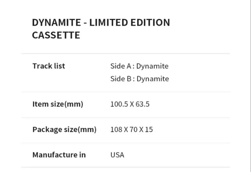 BTS - DYNAMITE (LIMITED EDITION CASSETTE)