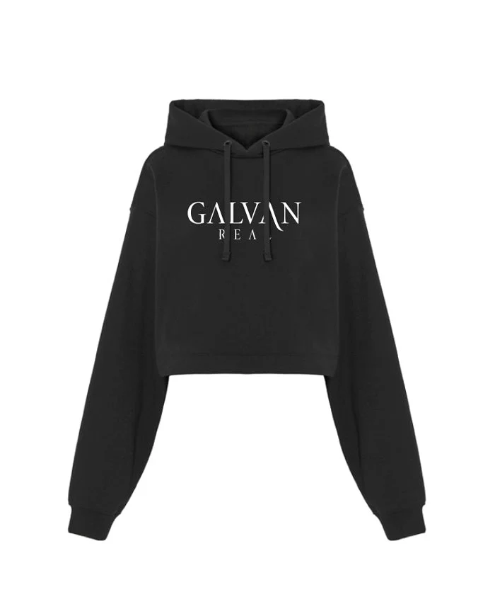 Galván Real - Sudadera Capucha Crop Top "Logo" Mujer
