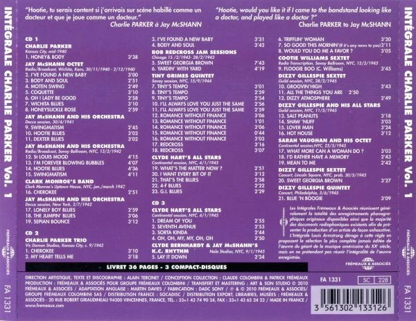 Charlie Parker | Intégrale Charlie Parker Vol. 1 "Groovin' High" 1940 - 1945 [3CD]