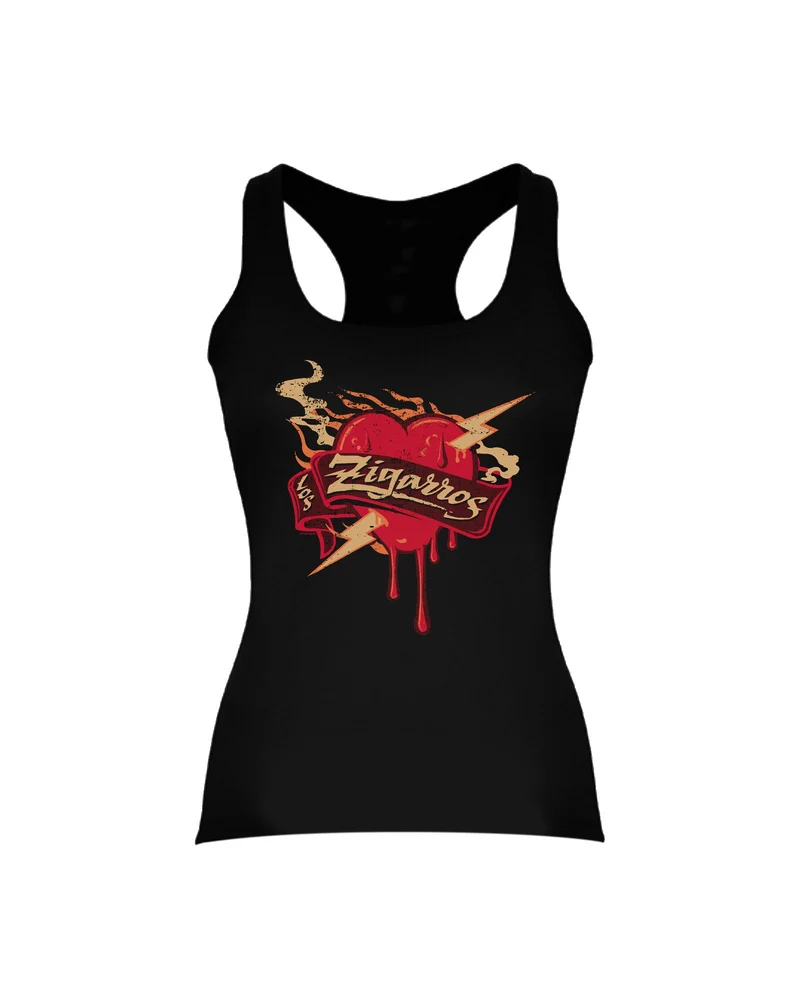 Los Zigarros - Camiseta Tirantes "Corazón" Mujer Negro