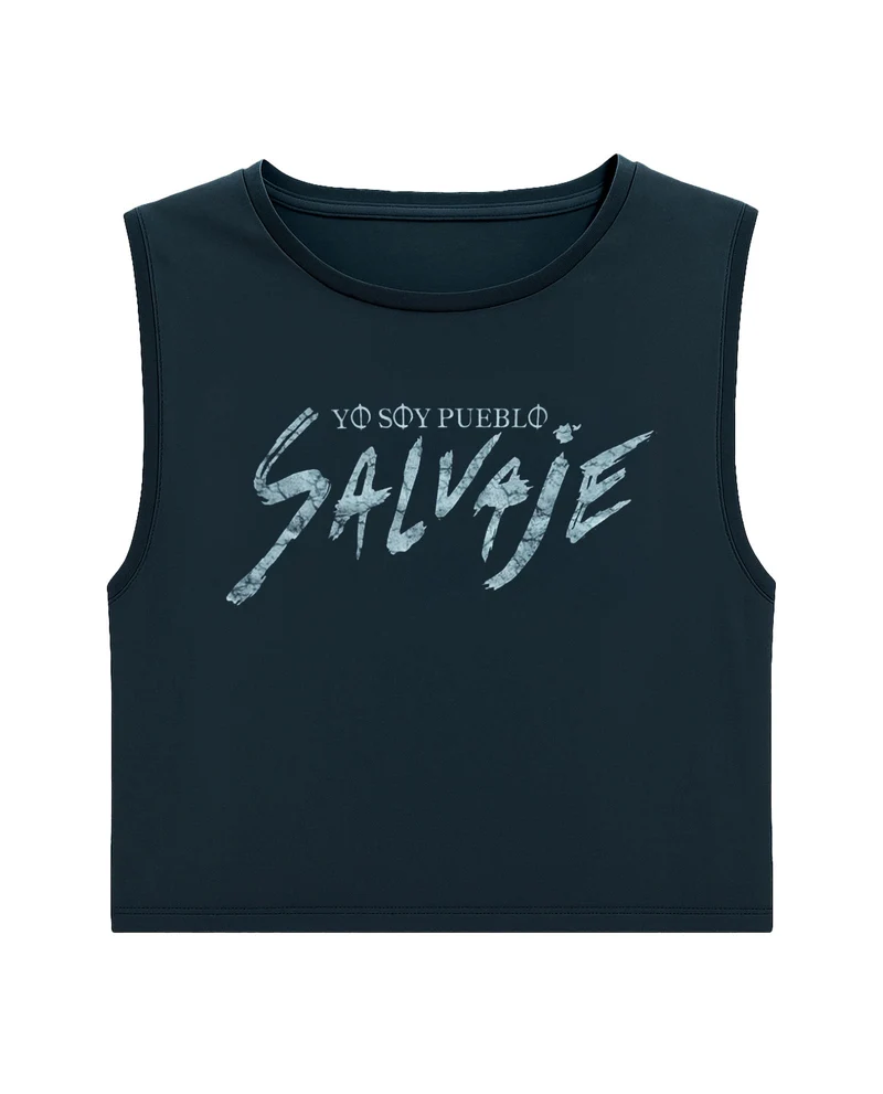 Manuel Carrasco - Camiseta Cropped "Yo Soy Pueblo Salvaje Desgastado" - Negro Vintage