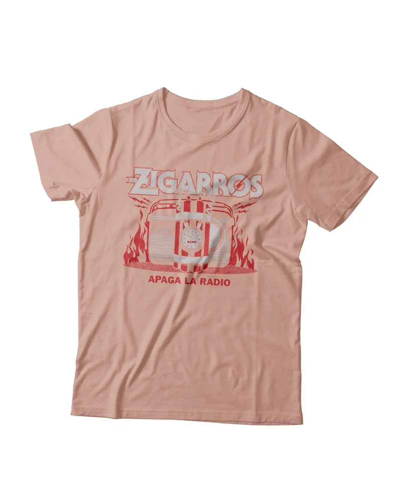 Los Zigarros - Camiseta "Apaga La Radio" Salmón