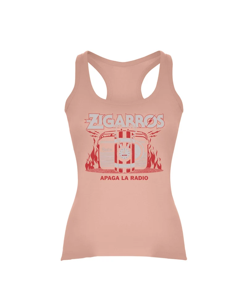 Los Zigarros - Camiseta Tirantes "Apaga La Radio" Mujer Salmón
