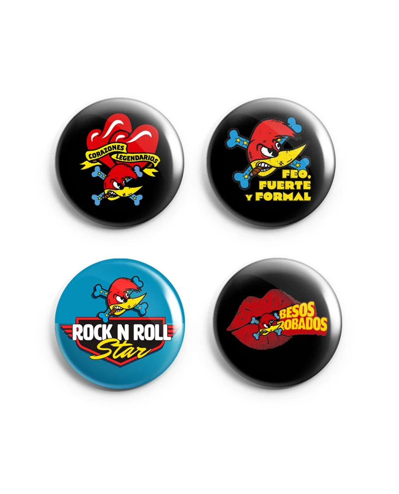 Loquillo - Pack 4 chapas "Corazones Legendarios"
