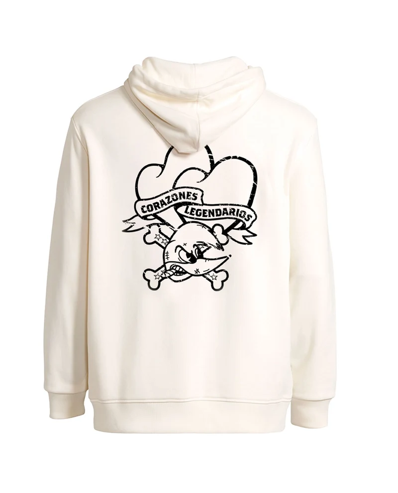 Loquillo - Sudadera Capucha "Corazones Legendarios" Blanco roto