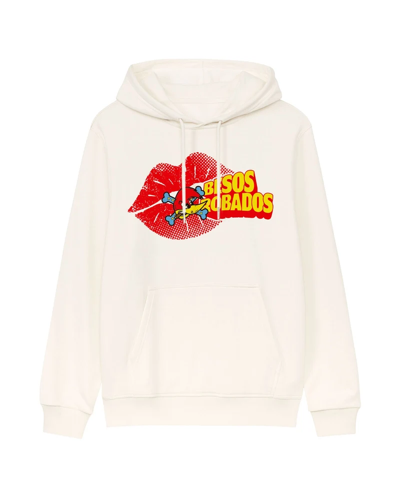 Loquillo - Sudadera Capucha "Besos Robados" Blanco roto