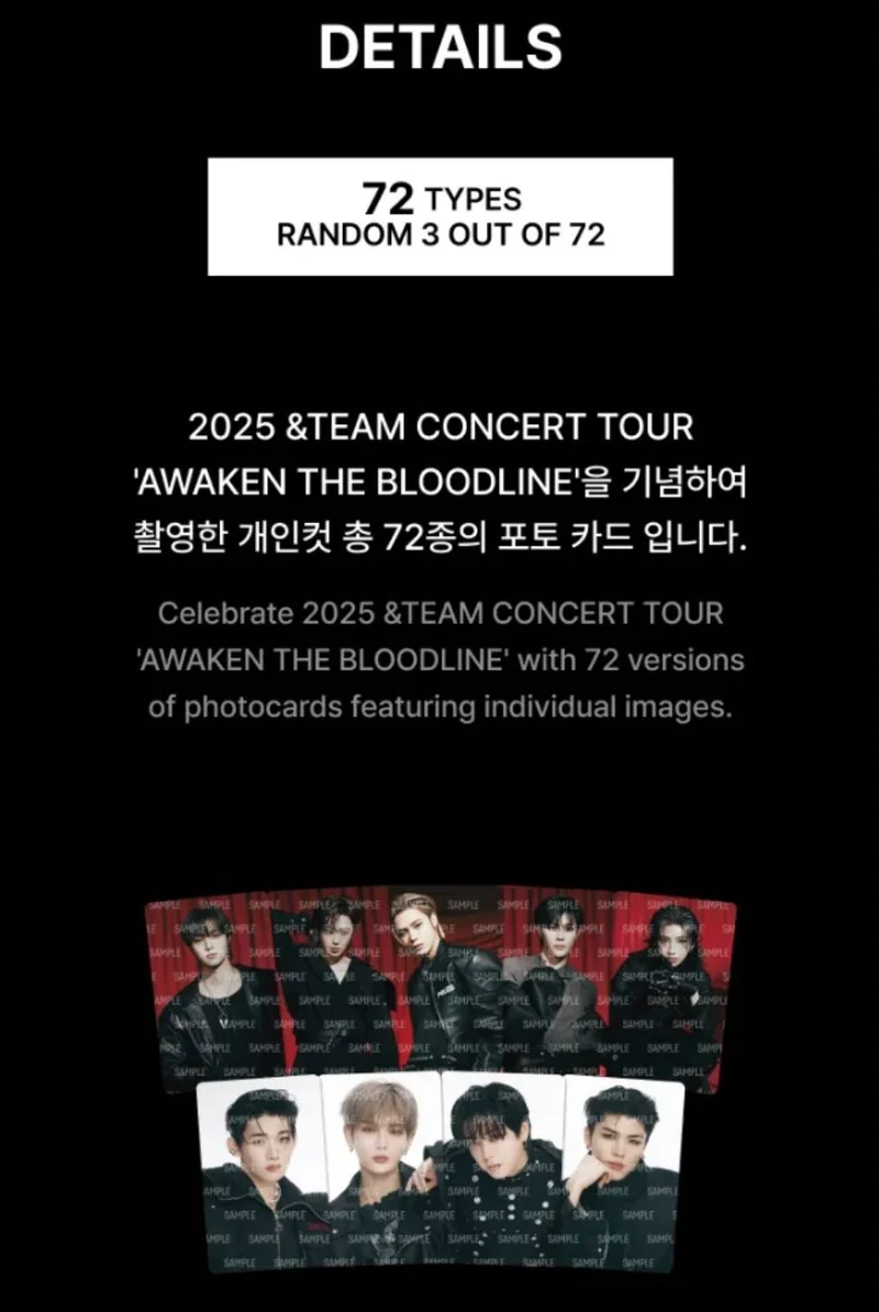 &TEAM - PHOTO CARD (2025 CONCERT TOUR 'AWAKEN THE BLOODLINE' OFFICIAL MD)