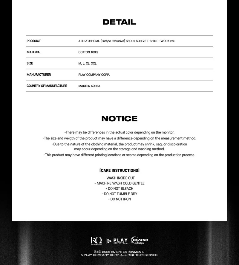 ATEEZ - T-SHIRT & HOODIE ('2025 ATEEZ WORLD TOUR IN EUROPE' MD)
