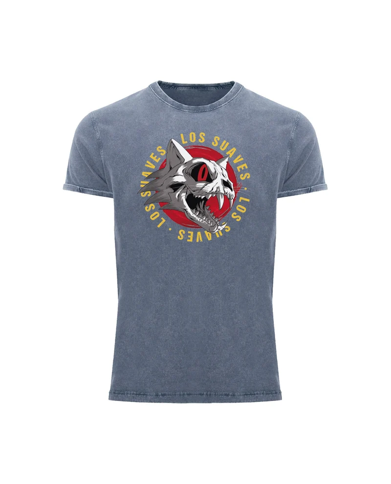 Los Suaves - Camiseta Denim "Calavera" Unisex Bicolor