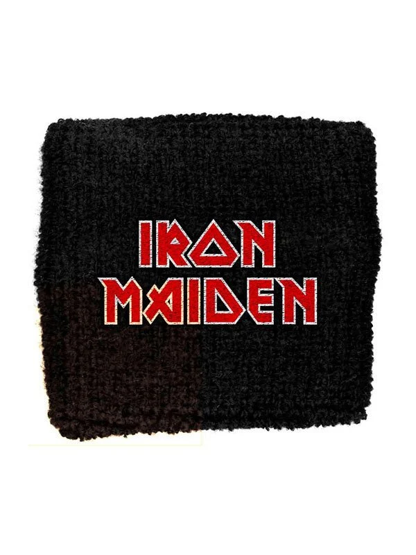 Iron Maiden - Muñequera de tela "Logo blanco y rojo"