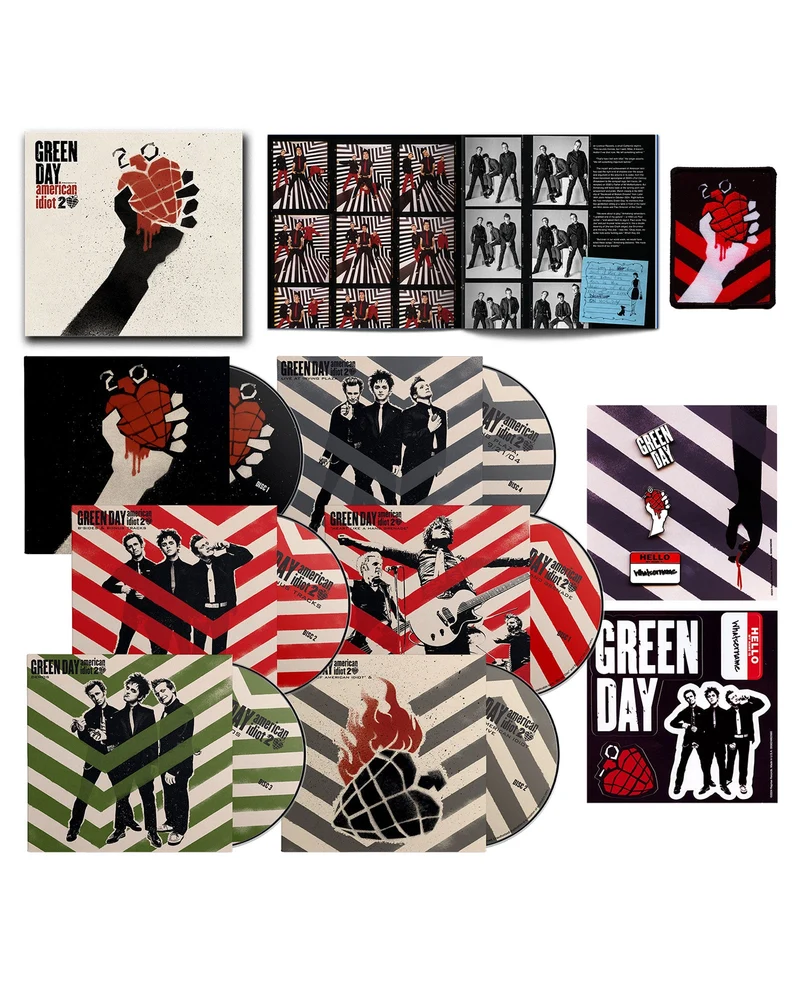 Green Day - 4CD + Blu-Ray Vinilo Rojo Splatter "American Idiot" (20th anniversary Deluxe edition)