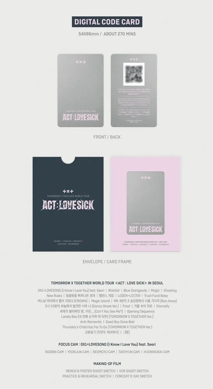 TXT - WORLD TOUR ACT : LOVESICK IN SEOUL (DIGITAL CODE)