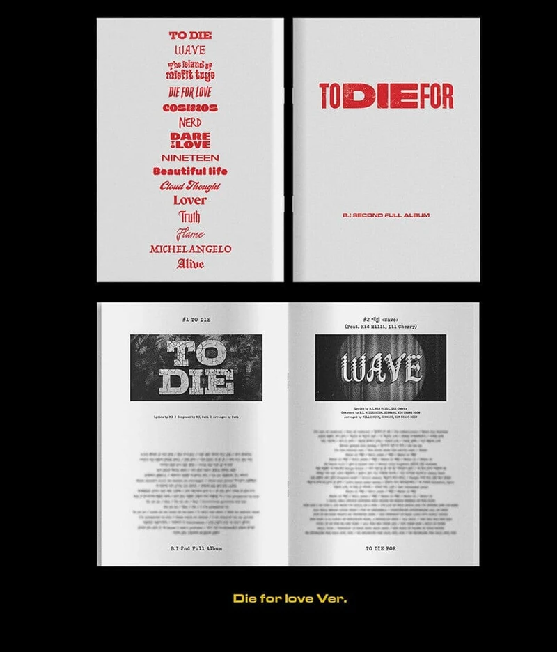 B.I - TO DIE FOR (2nd Full Album)