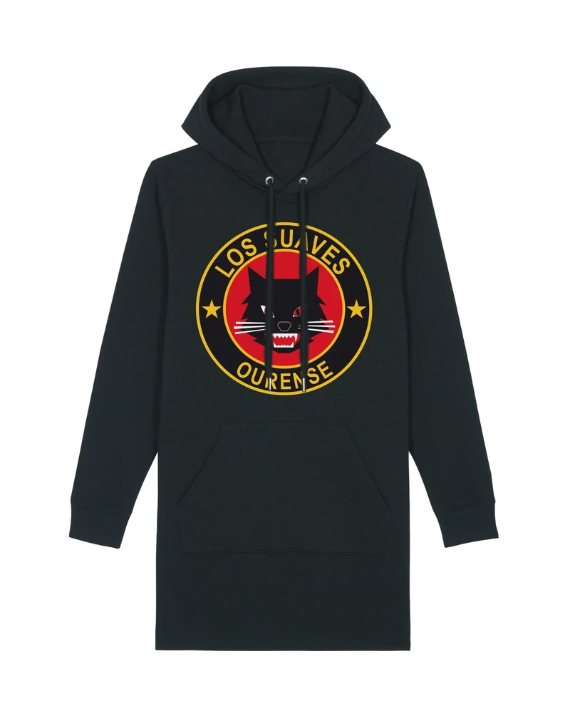 Los Suaves - Sudadera Vestido con Capucha "Logo" Negra
