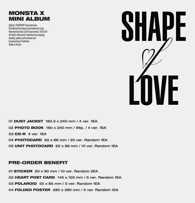 MONSTA X - [SHAPE OF LOVE] (11th Mini Album)