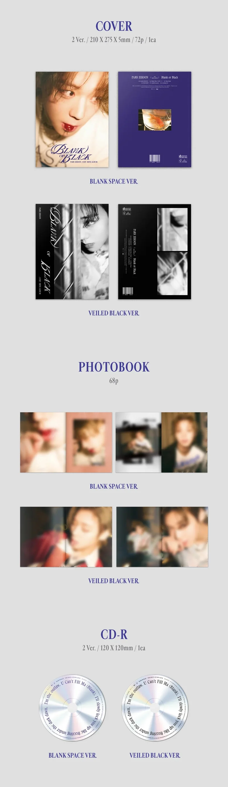 PARK JI HOON - BLANK OR BLACK (7TH MINI ALBUM)