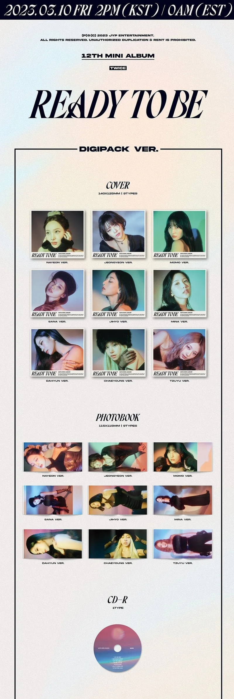 TWICE - READY TO BE (12TH MINI ALBUM) DIGIPACK VER.