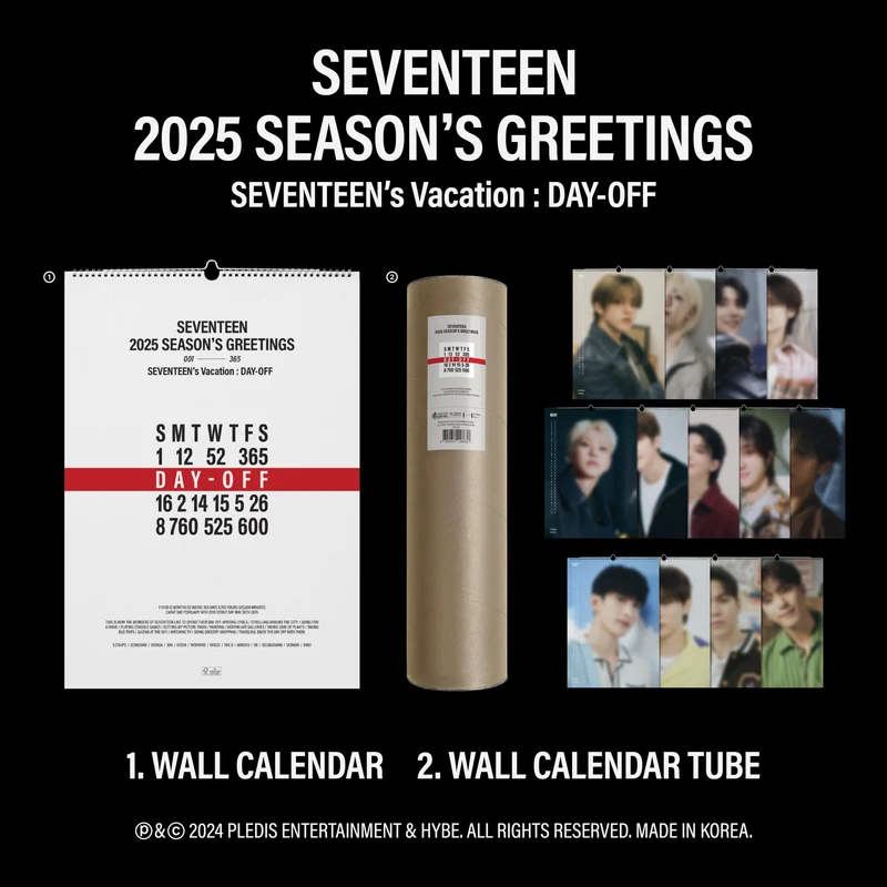 SEVENTEEN - 2025 WALL CALENDAR (SEVENTEEN'S VACATION : DAY-OFF)