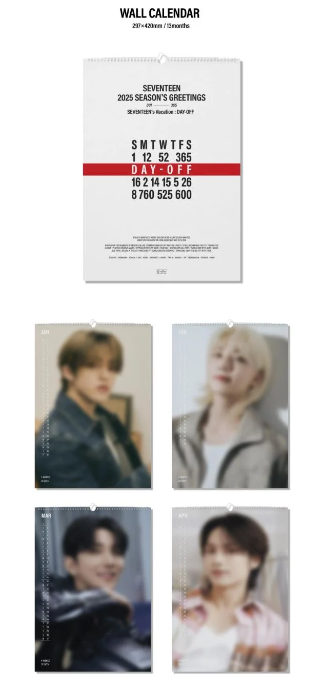 SEVENTEEN - 2025 WALL CALENDAR (SEVENTEEN'S VACATION : DAY-OFF)