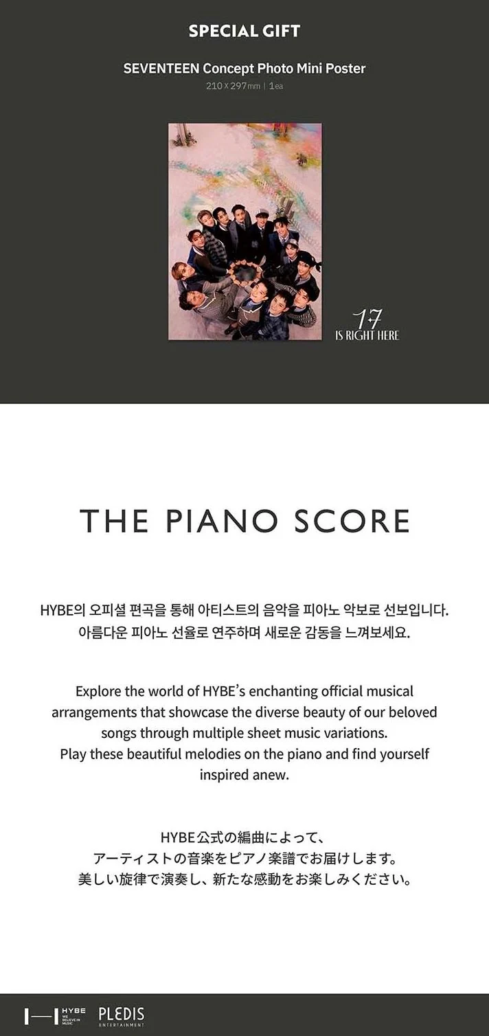 SEVENTEEN - THE PIANO SCORE : 17 IS RIGHT HERE