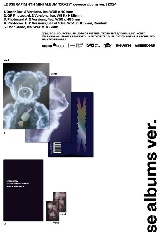 LE SSERAFIM - CRAZY (4TH MINI ALBUM) WEVERSE ALBUMS VER.