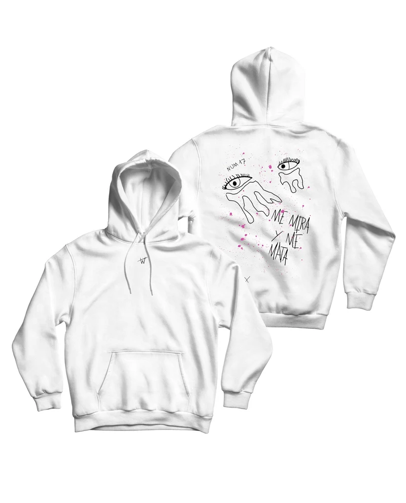 Miren - Sudadera Capucha Unisex "Ojos" Blanca