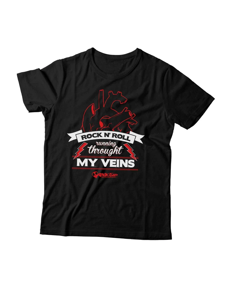 Rocktud - Camiseta "Throught my veins" Unisex - Negro